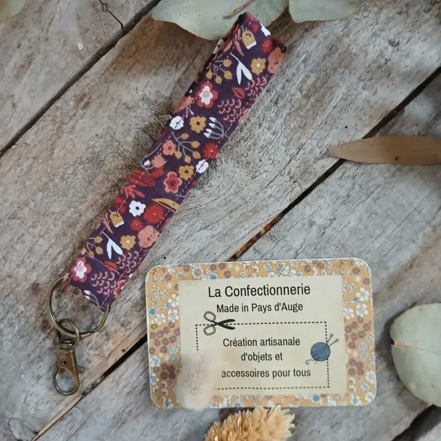 Porte-clés en tissu – imprimé bordeaux