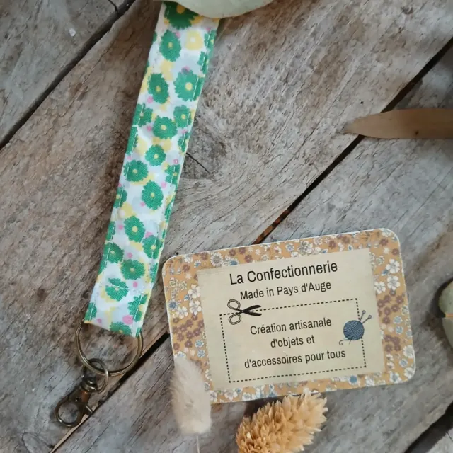 Porte-clés en tissu – fleuris vert