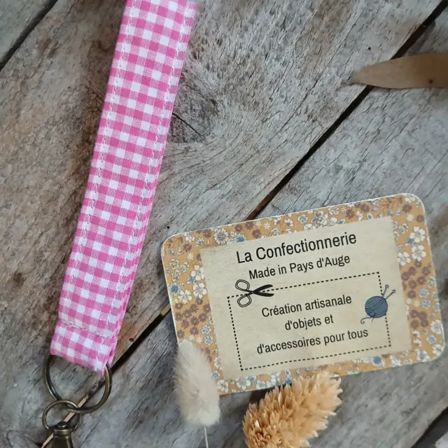 Porte-clés en tissu – vichy rose