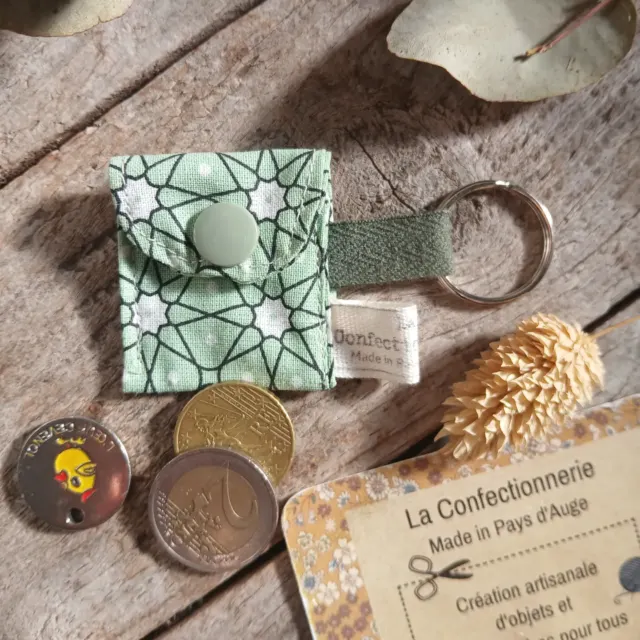 Mini porte-clés porte-monnaie / jeton - graphique vert d'eau