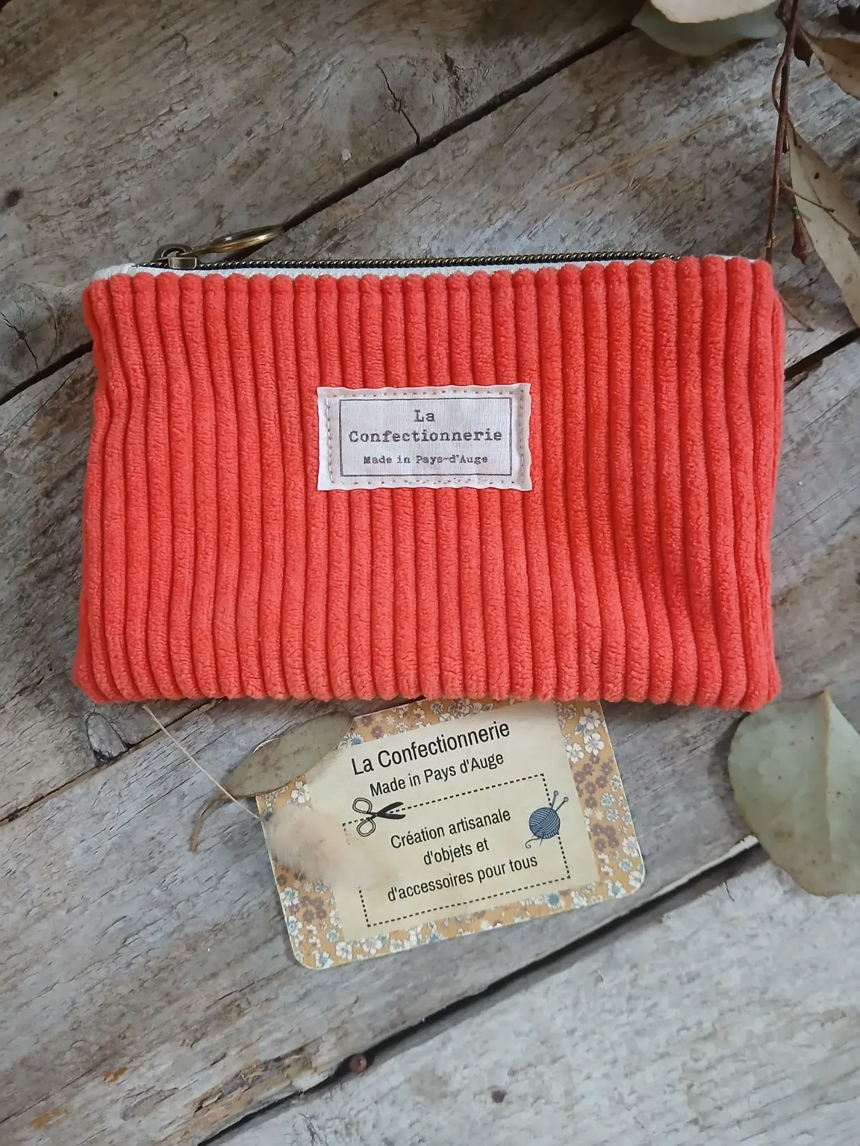 🧡 Pochette en velours côtelé orange