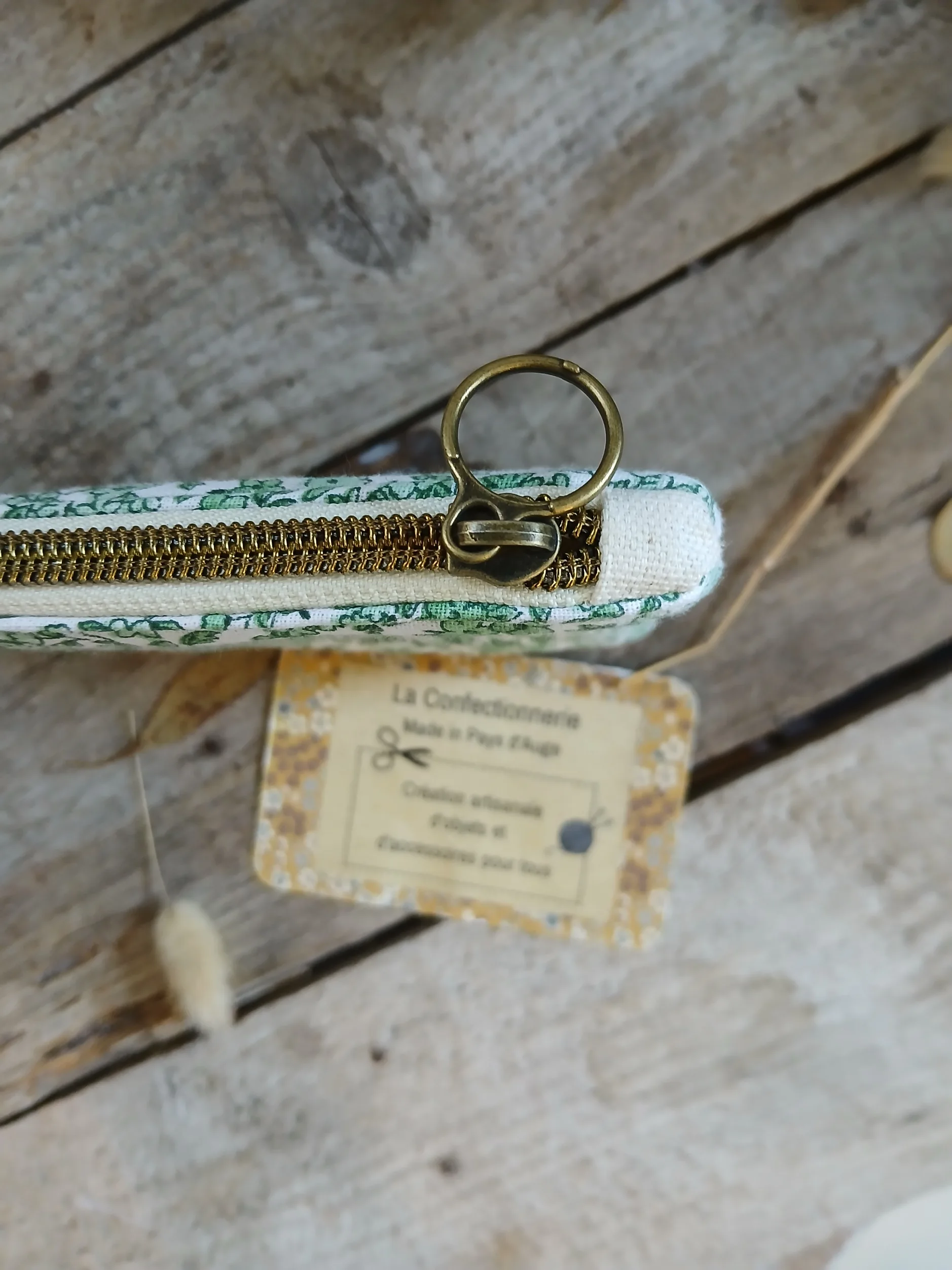 Trousse / pochette fleurie verte – Image 2