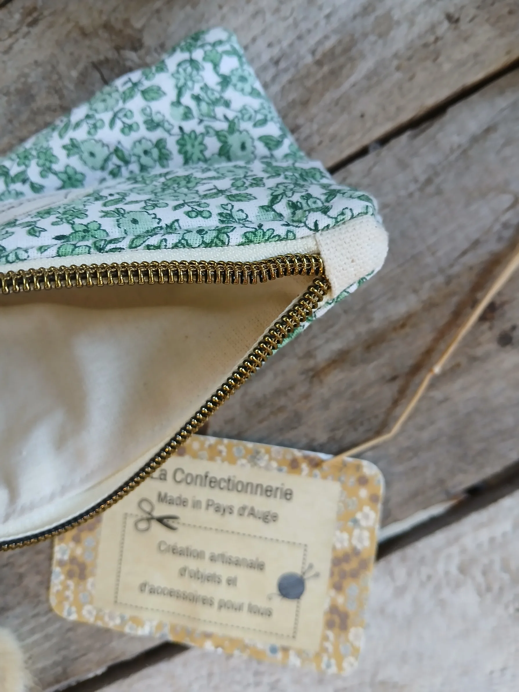 Trousse / pochette fleurie verte – Image 3