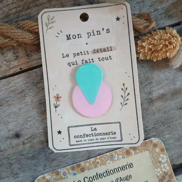 Pin’s coloré - rose /vert d'eau