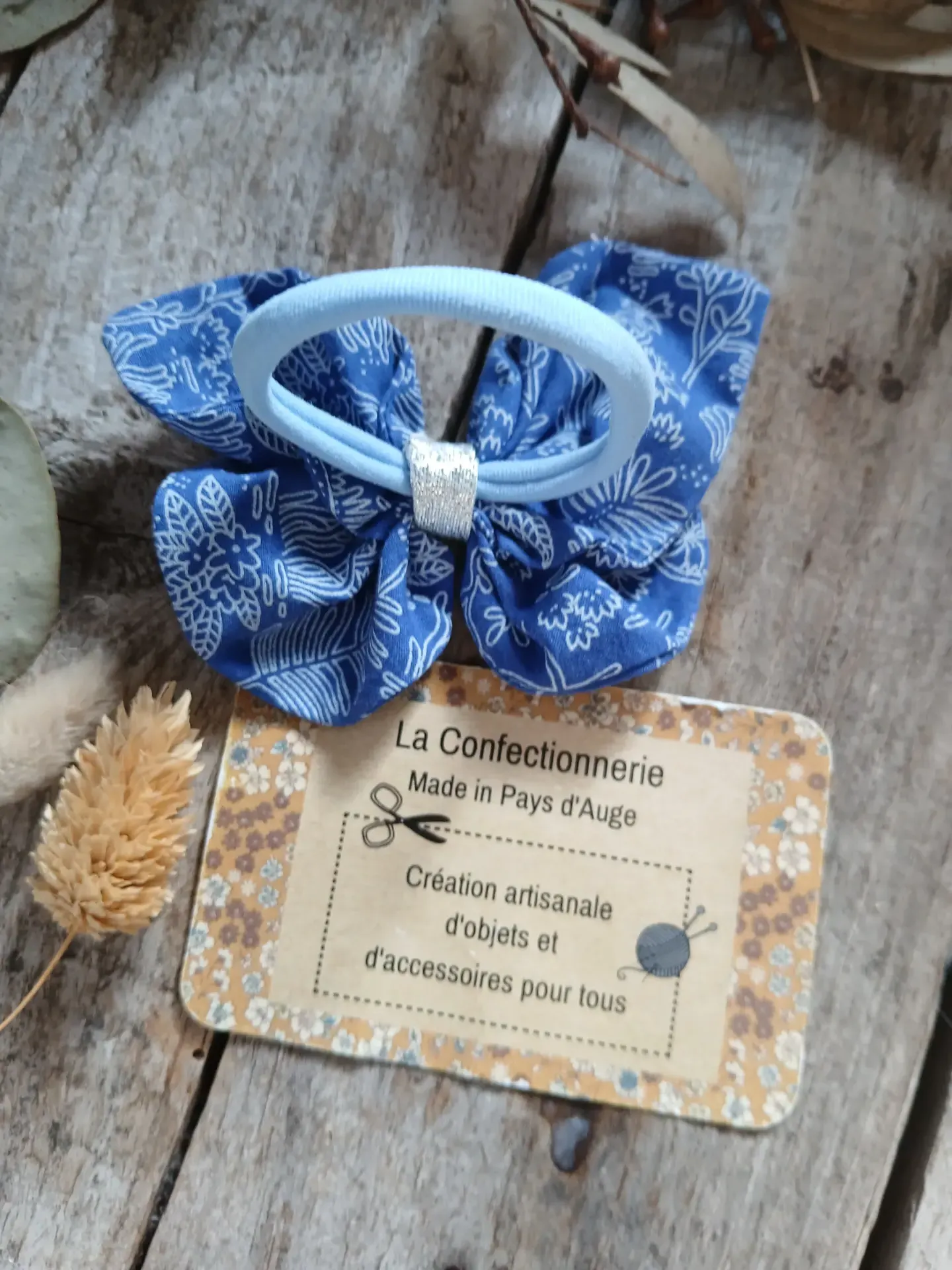 Élastique à cheveux papillon - bleu fond marin – Image 2