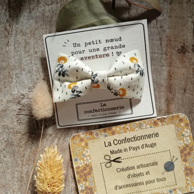 Barrette nœud en coton - provençale jaune