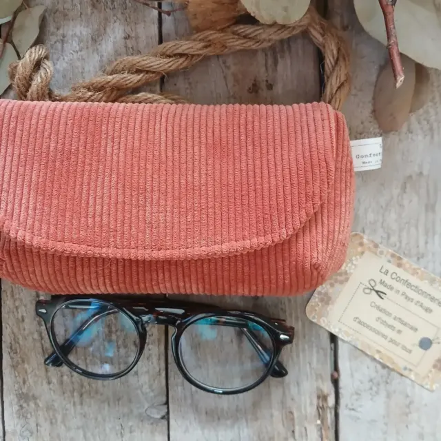 Étui à lunettes en tissu – Tout velours terracotta