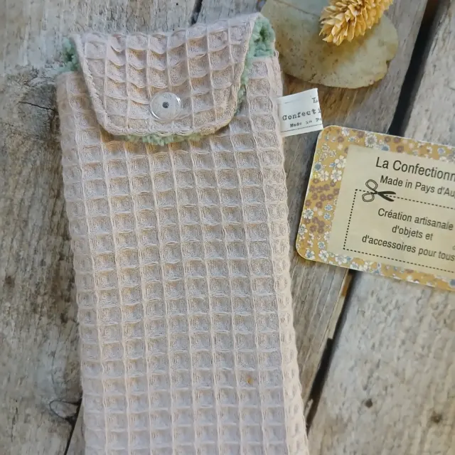 Pochette nomade multi-usage – Brosse à dents ou lunettes - Nid d'abeille beige
