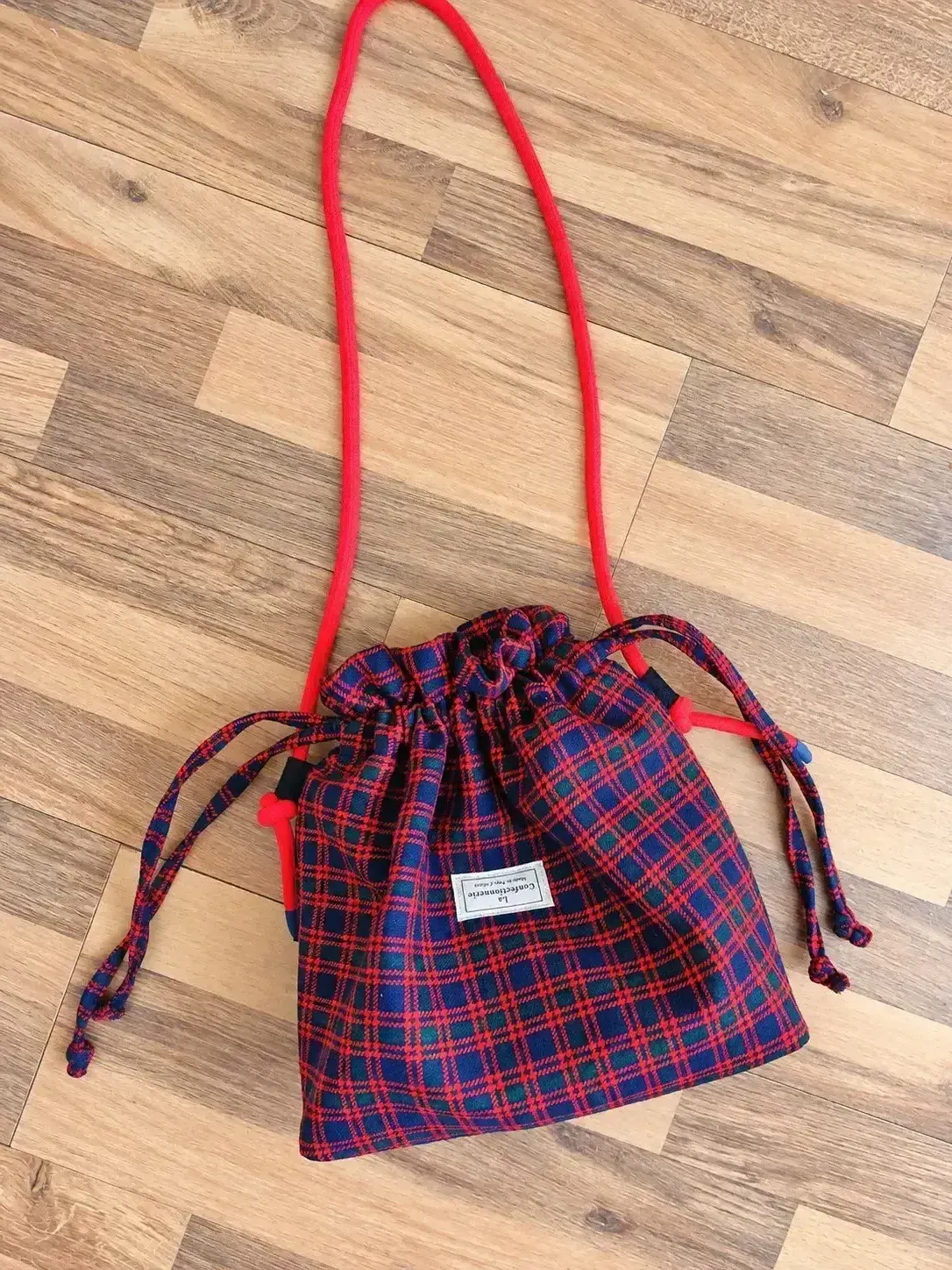 Sac pochon écossais rouge, bleu et vert – Image 2