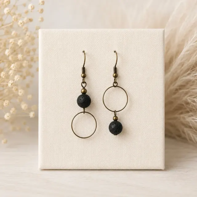 boucles d'oreilles dissociées lave noire