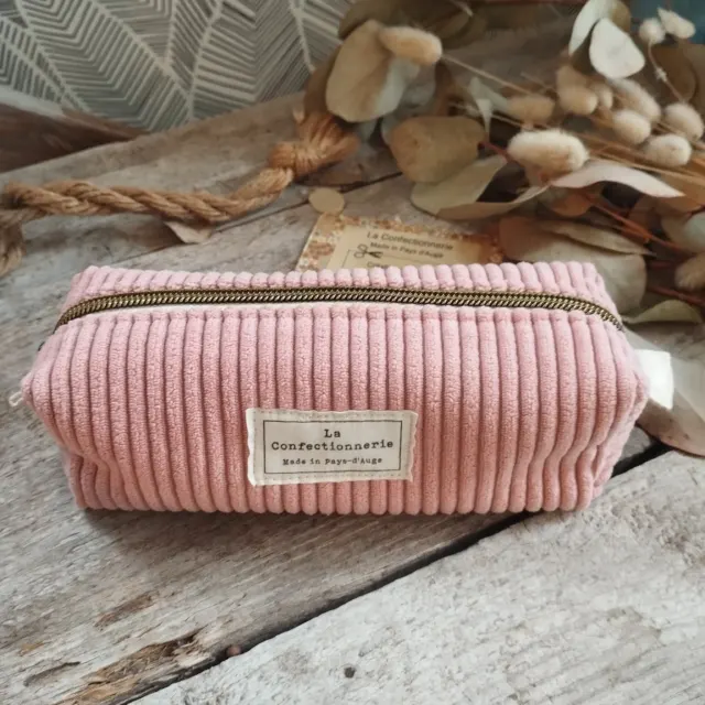 trousse rectangle velours rose