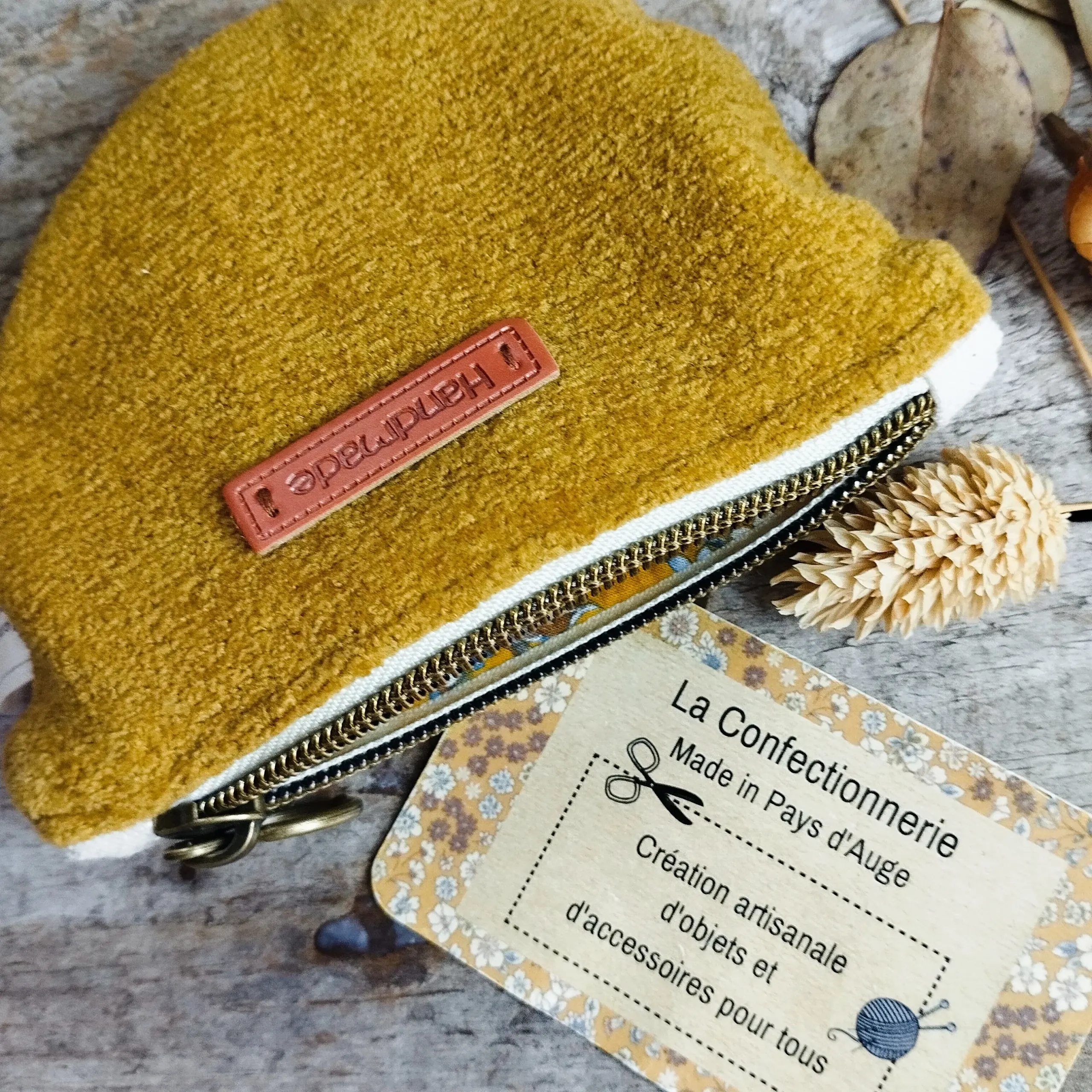 Porte Monnaie arrondi ocre tout doux – Image 3
