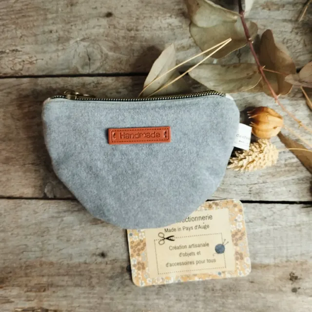 Porte Monnaie arrondi gris tout doux