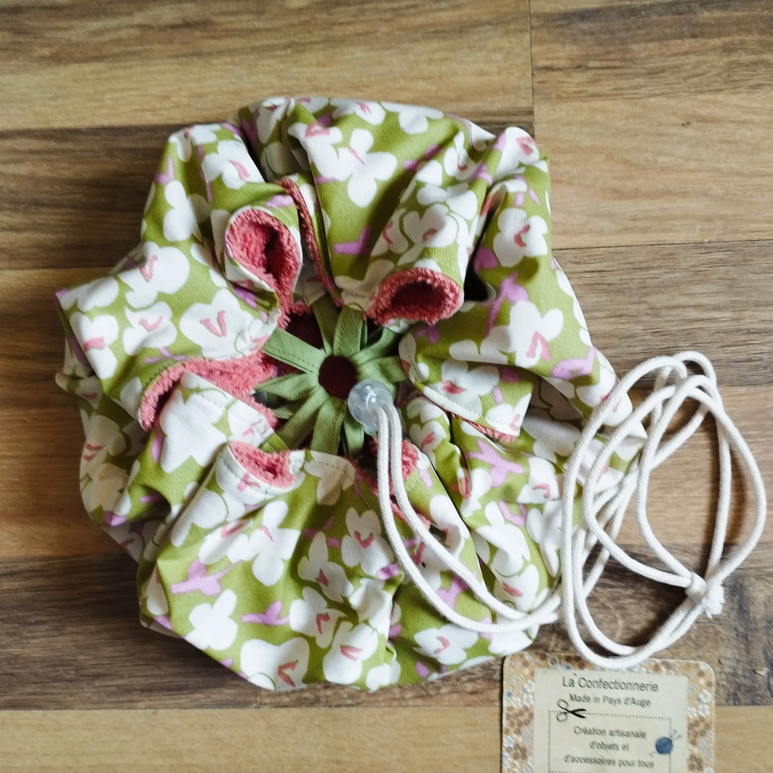 Tapis de piscine- fleuri vert et rose – Image 5