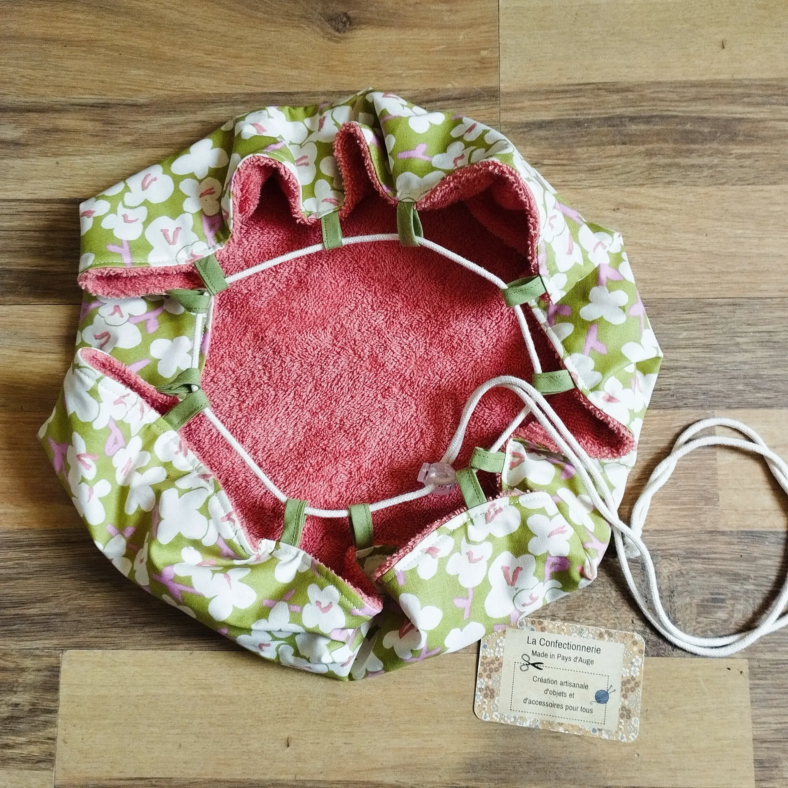 Tapis de piscine- fleuri vert et rose