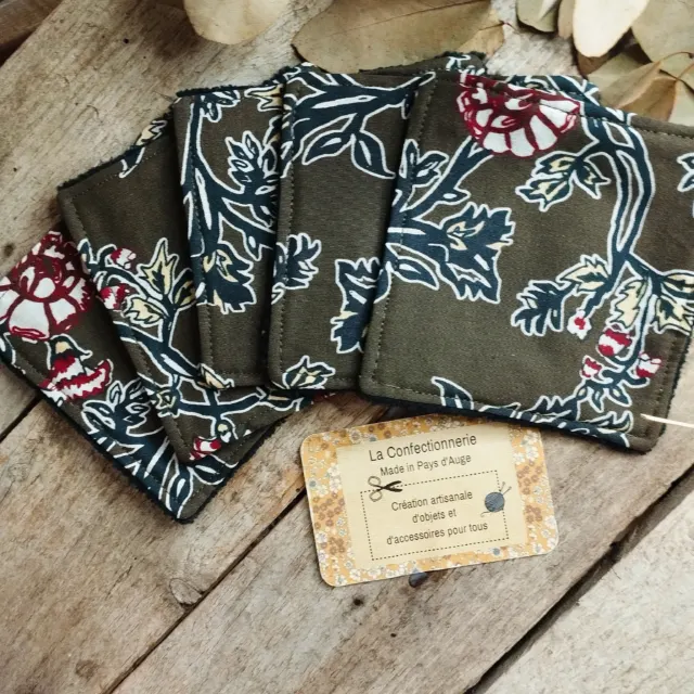 Lingettes lavables (floral kaki)