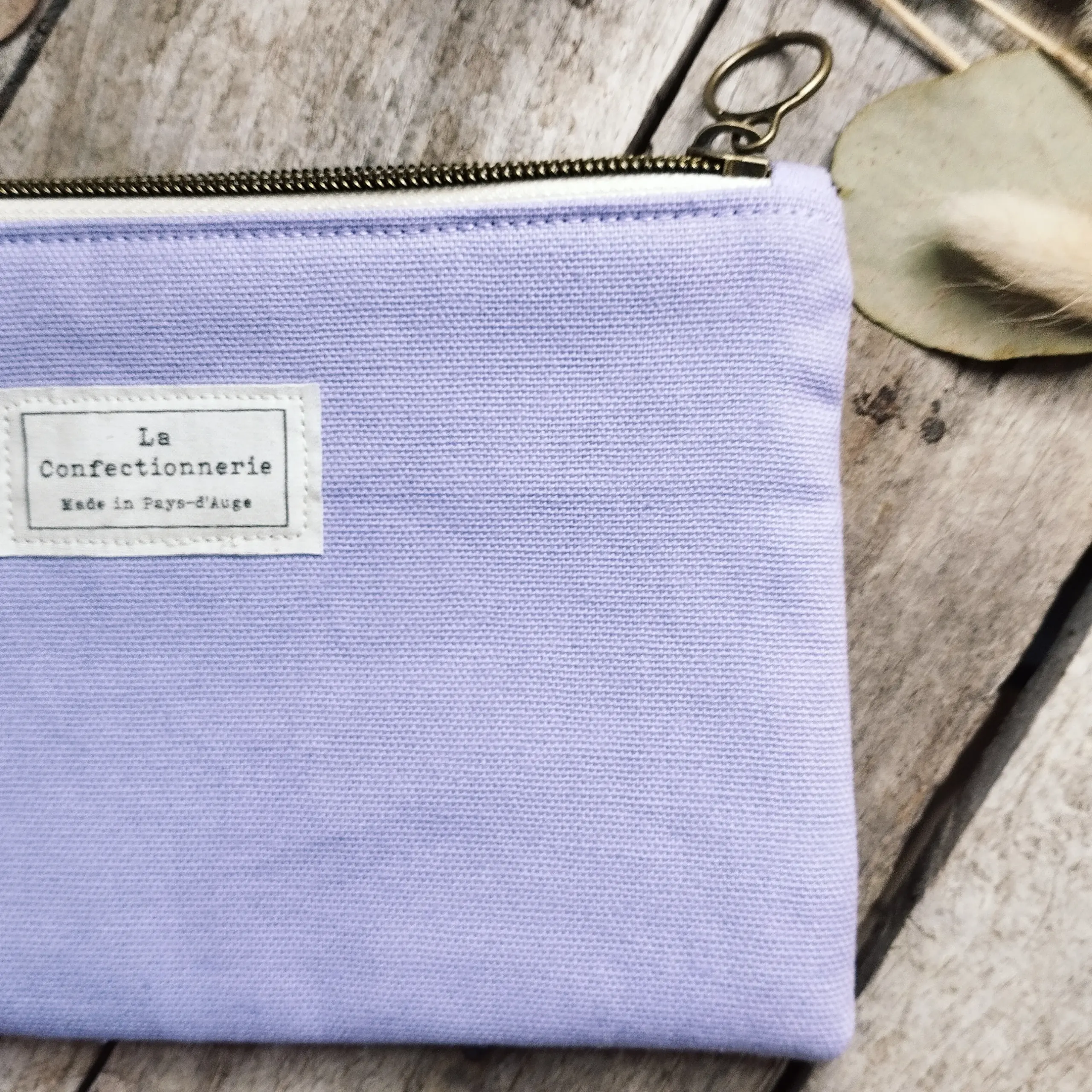 trousse plate en toile de coton parme – Image 2
