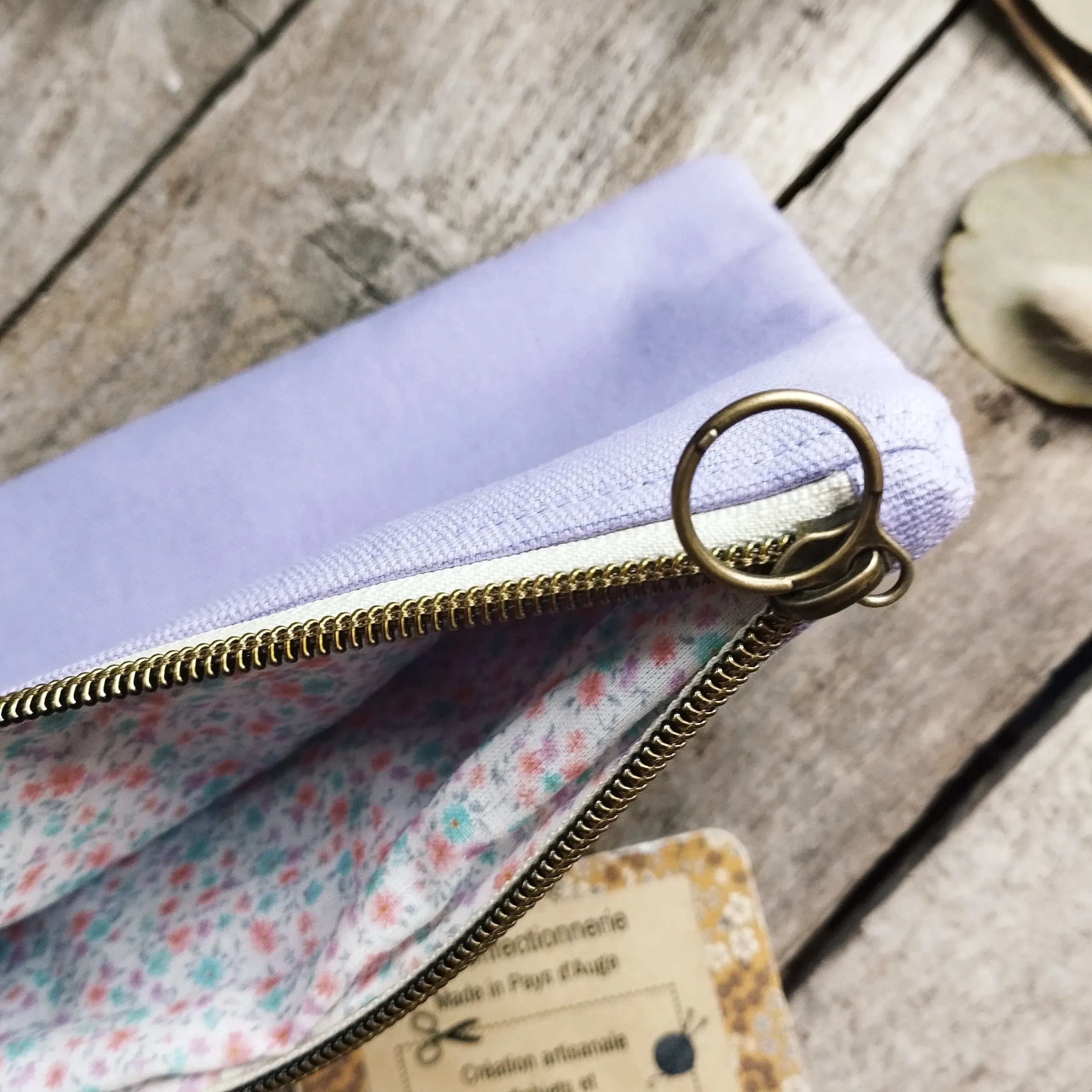 trousse plate en toile de coton parme – Image 3