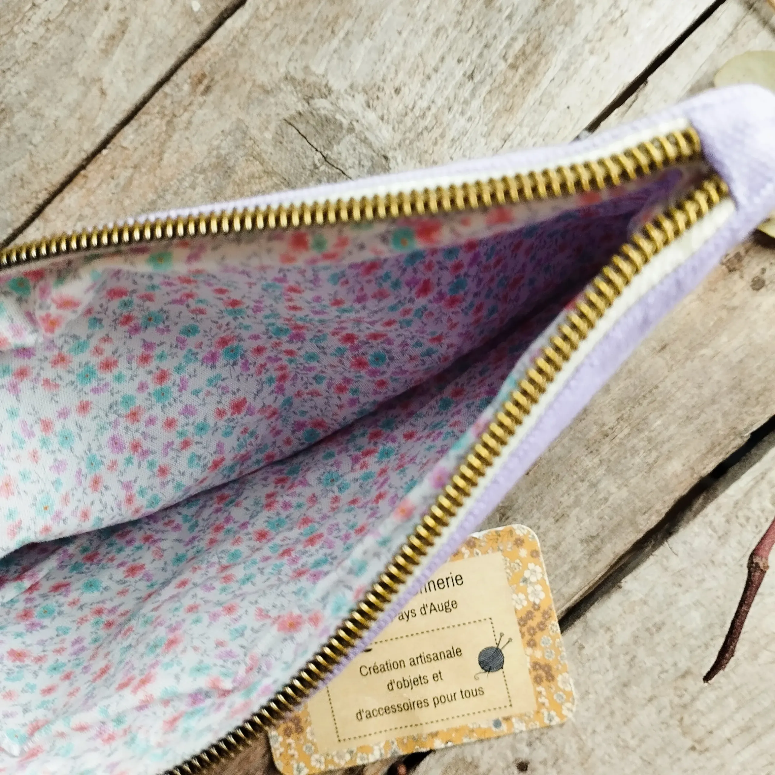 trousse plate en toile de coton parme – Image 4