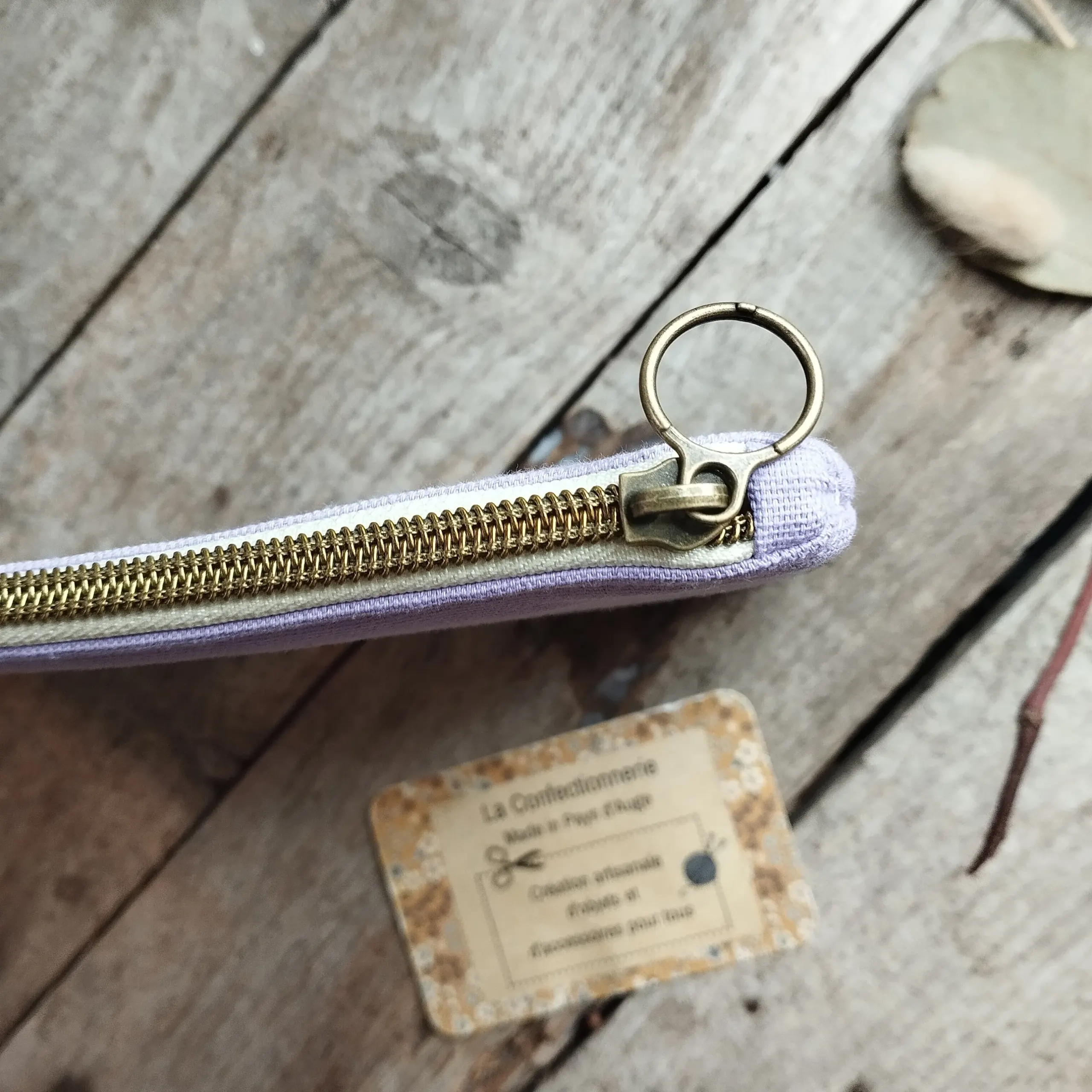trousse plate en toile de coton parme – Image 5