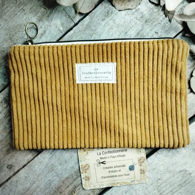 trousse plate velours côtelé camel