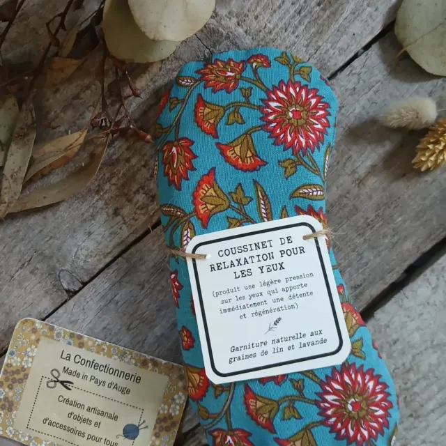 Coussinet de relaxation pour les yeux - fleuri bleu et rouge