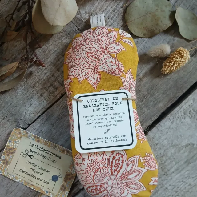 Coussinet de relaxation pour les yeux - fleuri jaune moutarde