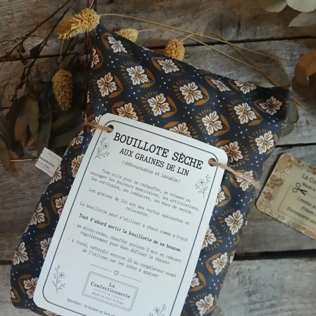 Bouillotte XXL aux graines de lin – graphique marron