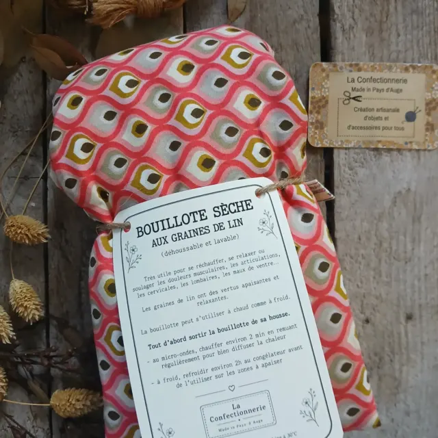 Bouillotte XXL aux graines de lin – géométrique rose