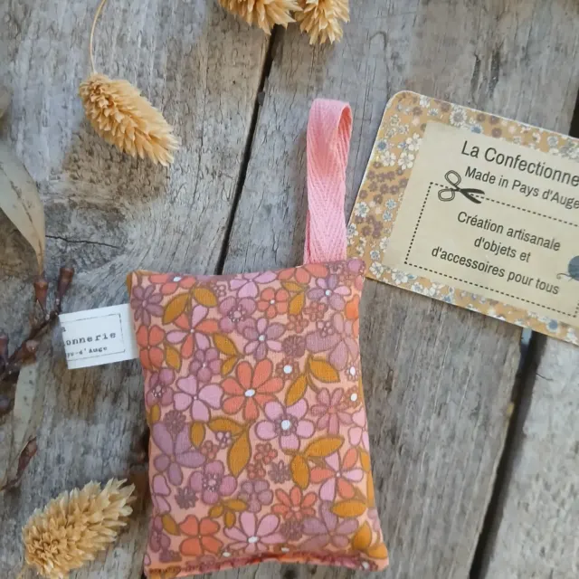 Petit pochon de lavande - fleurs orangées