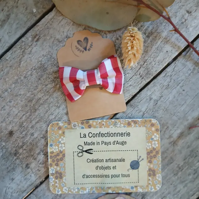 Petite barrette anti-glisse pour bébé et enfant - Vichy rouge