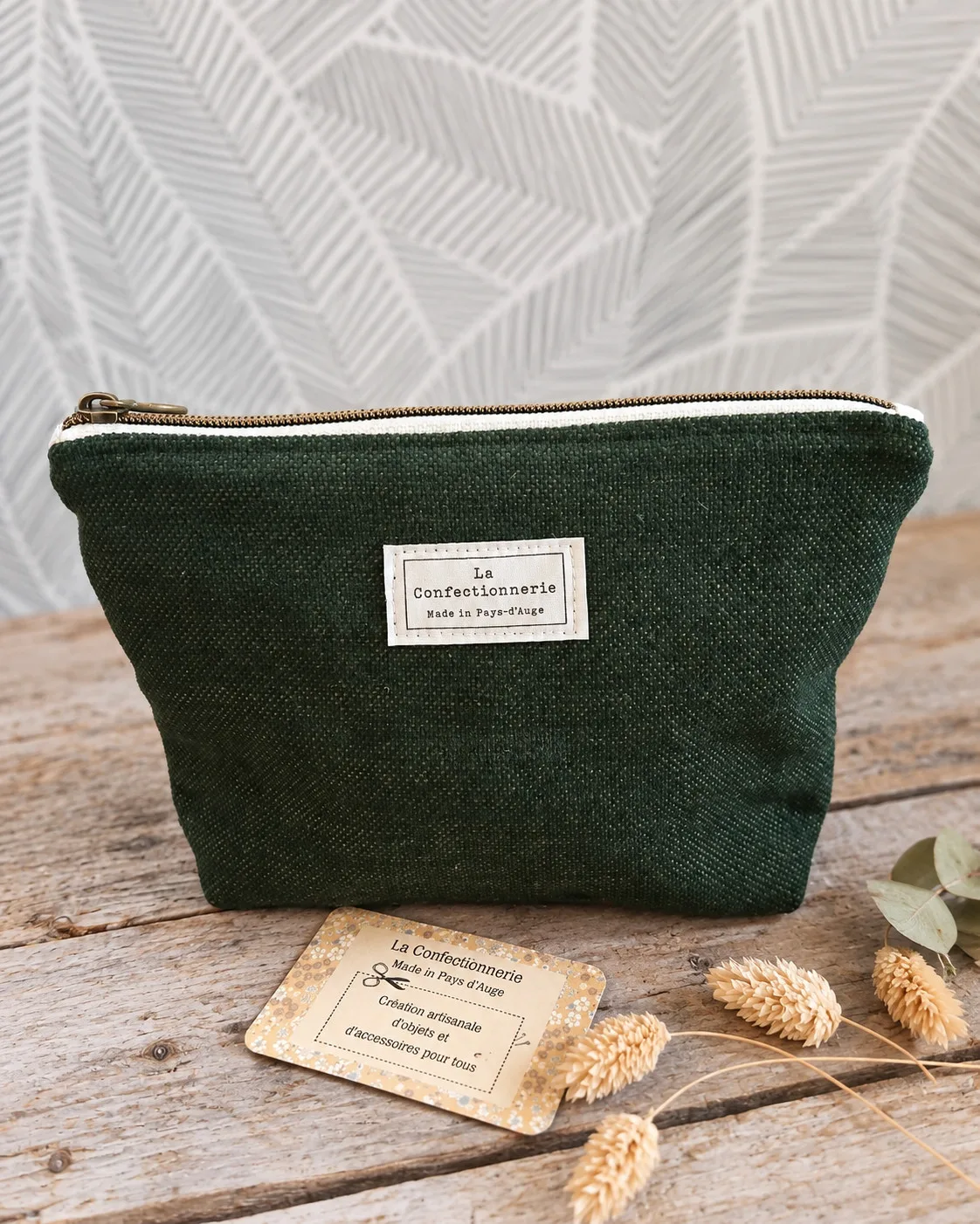 Trousse triangle - format moyen - Vert profond moucheté